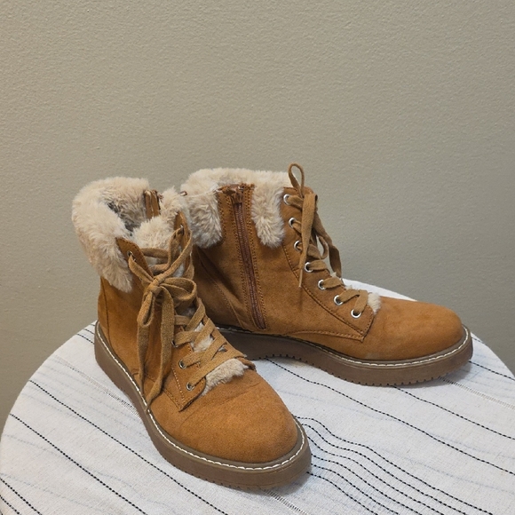 Madden GIRL Women's Tan Suede Ankle Boots - Picture 1 of 9